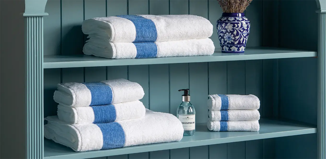 Handtuch Chenille-Bordre Blau